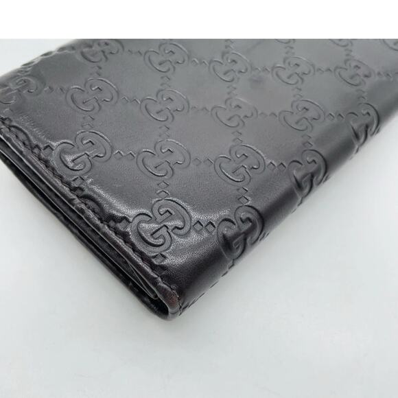 Auth Gucci Guccissima Black Leather Bi-fold Long Wallet W/Box - Picture 8 of 15